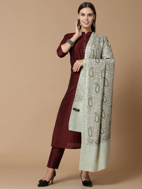 Women's Aari Embroidery Wool Shawl